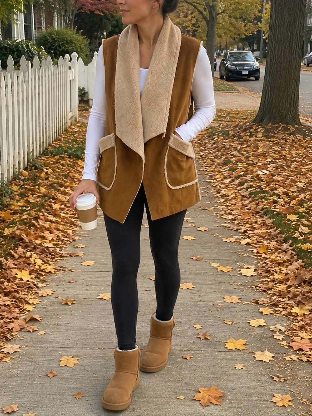 NWOT Janice Apparel Camel Faux Suede & Sherpa Vest | One Size